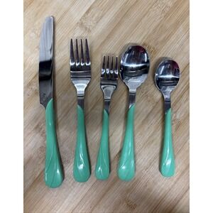 Retired Fiestaware Flatware - Swirl Pattern Mint Green - 5-Piece Place Setting